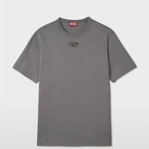 DIESEL T-Box t-shirt gray jersey cotton rubberised silver logo detail crew neck